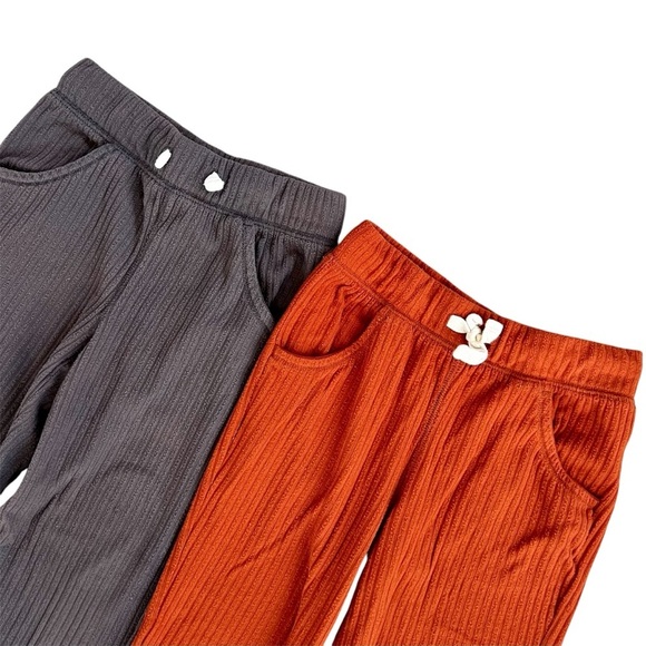 2 Pairs Cat & Jack Ribbed Terry Joggers Pockets Gray & Cayenne Size S 6/6X - Picture 2 of 6
